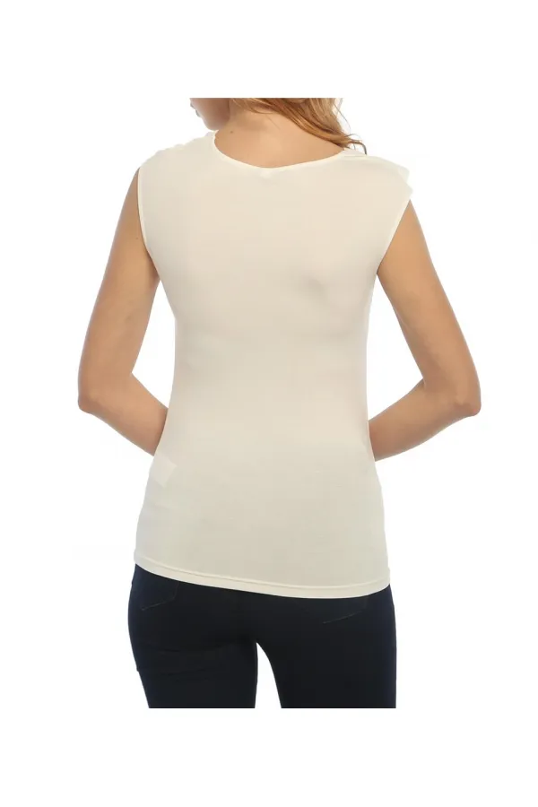 Şifon Tişört - Ekru