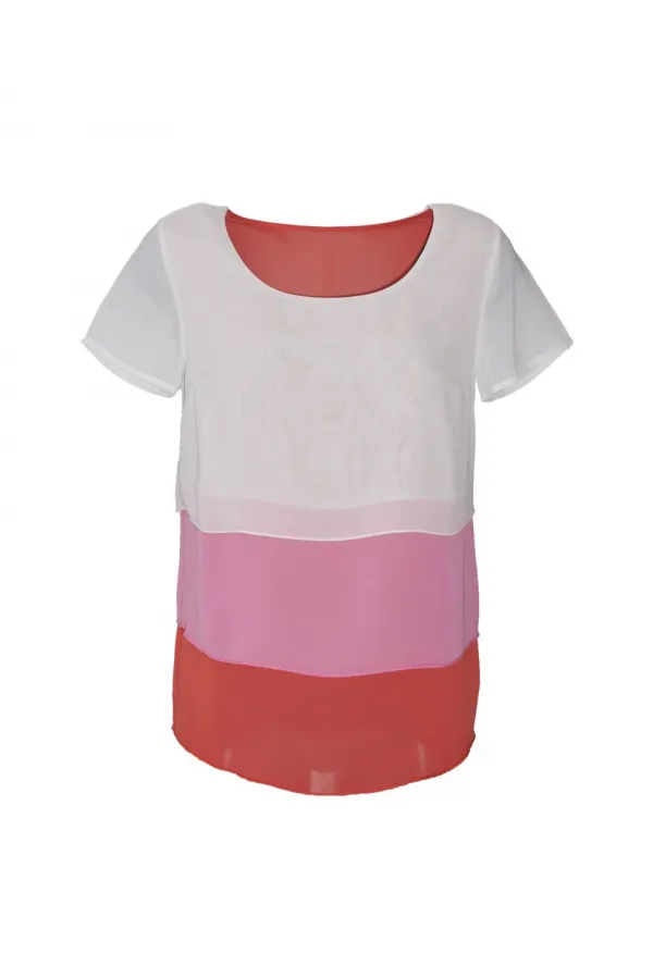 Şifon Katlı Bluz - Narçiçeği