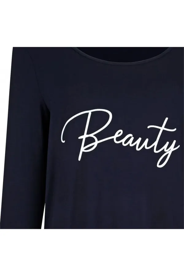 Baskılı Uzun Tişört - Lacivert