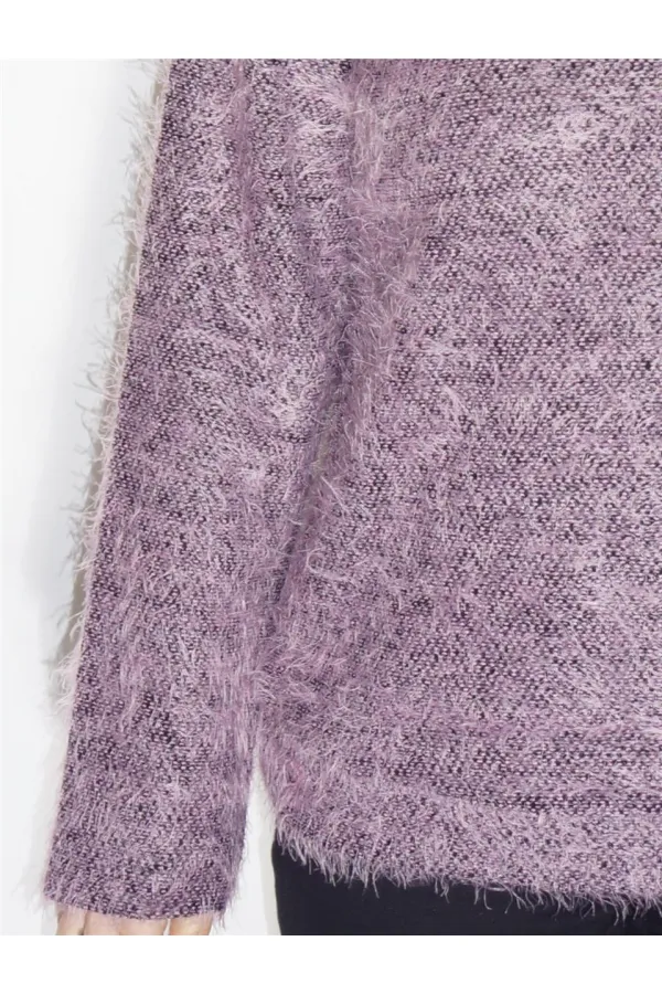 Yuvarlak Yaka Kazak - Eflatun