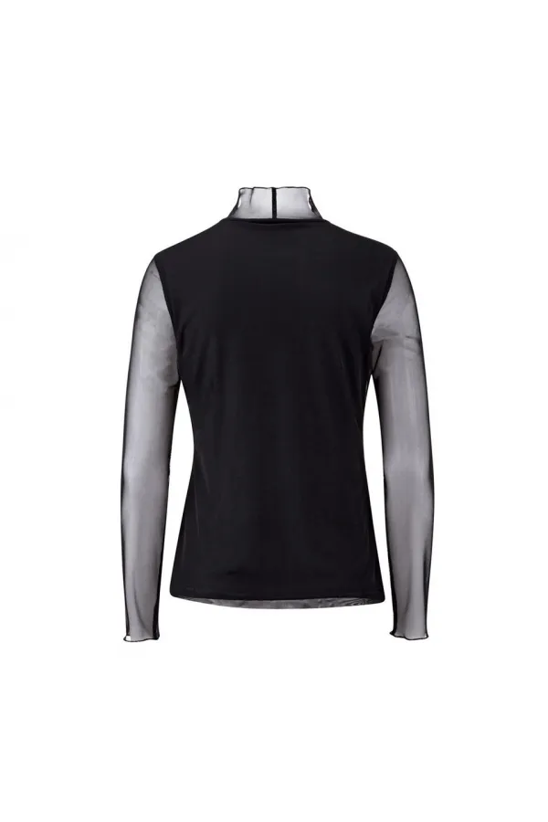 Tül İşlemli Bluz - Siyah