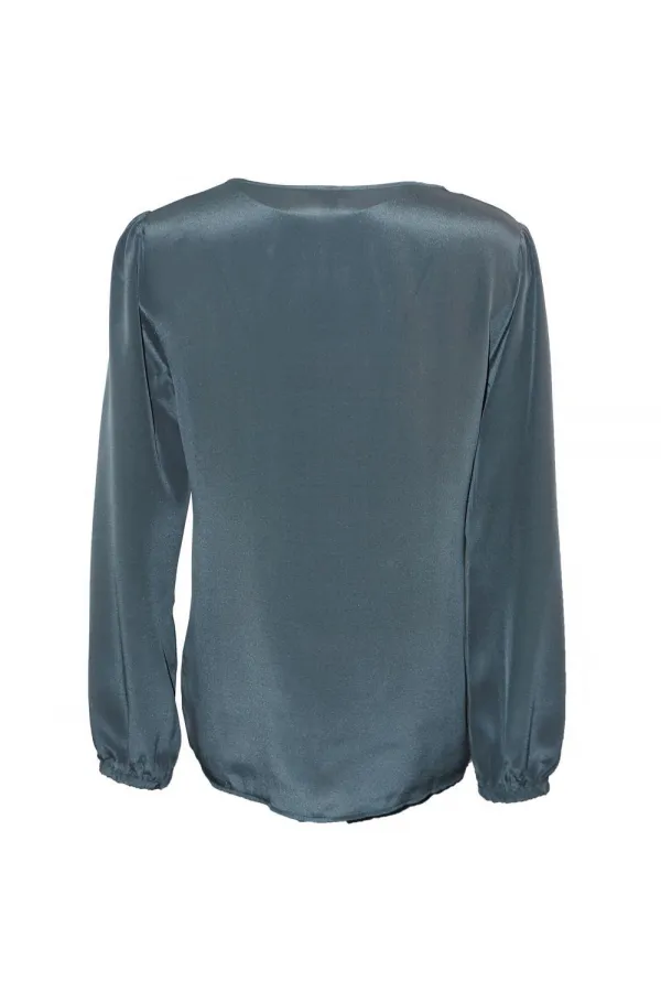 Saf İpek Bluz - Antrasit