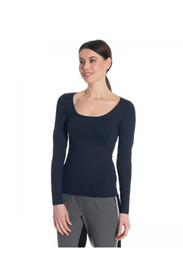 Uzun Kollu Basic Tişört - Lacivert