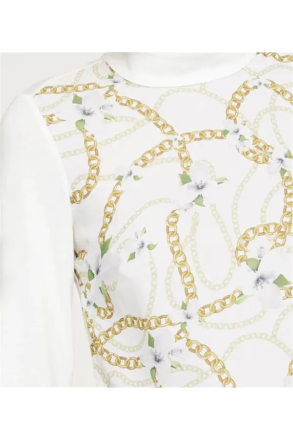 Baskılı Bluz - Beyaz