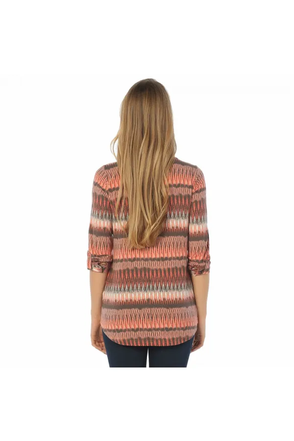 Trend Desen Baskılı Bluz - Çok Renkli