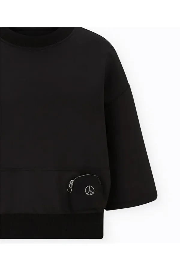 Batwing Sleeve Sweatshirt - Black