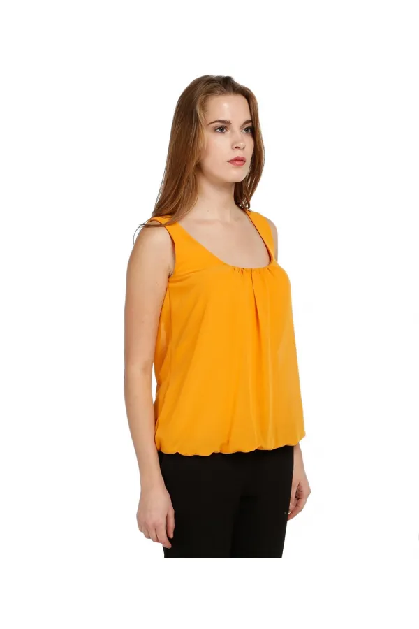 Şifon Kolsuz Bluz - Bal