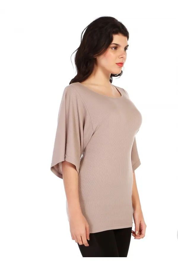 Kimono Tişört - Vizon