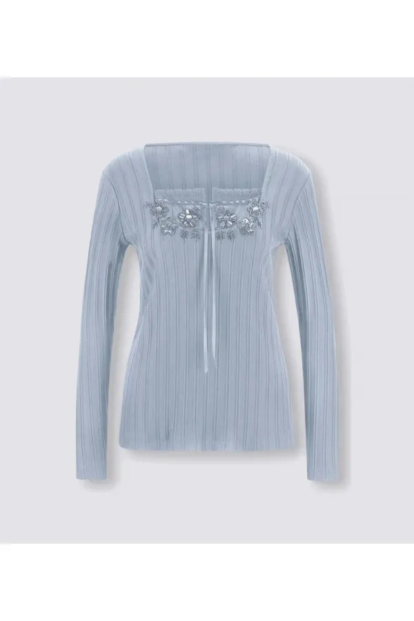 Embroidered T-Shirt - Blue