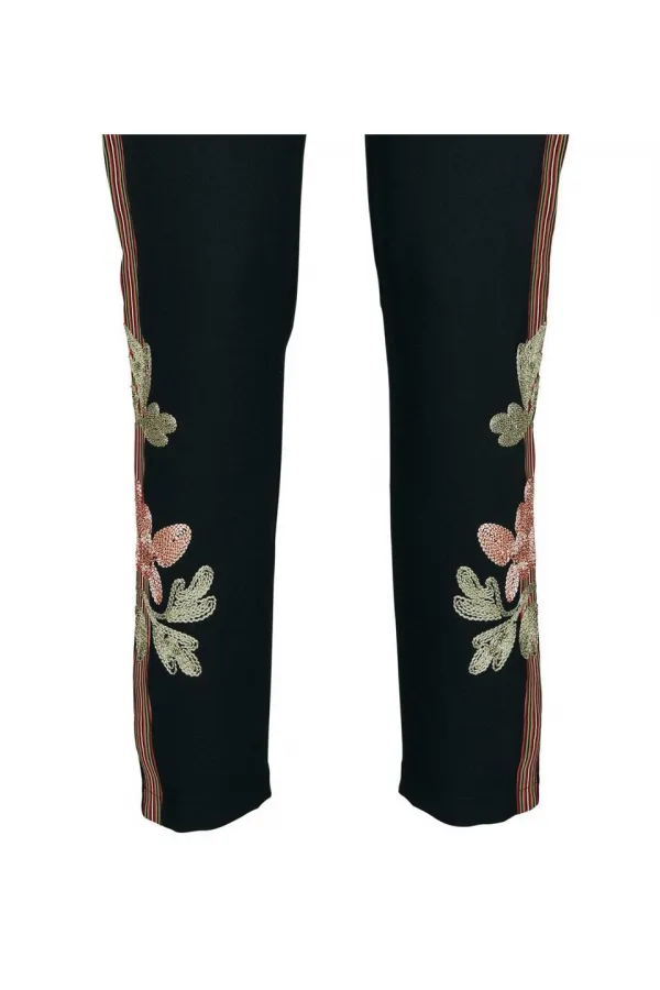 Nakış İşlemeli Pantolon - Siyah