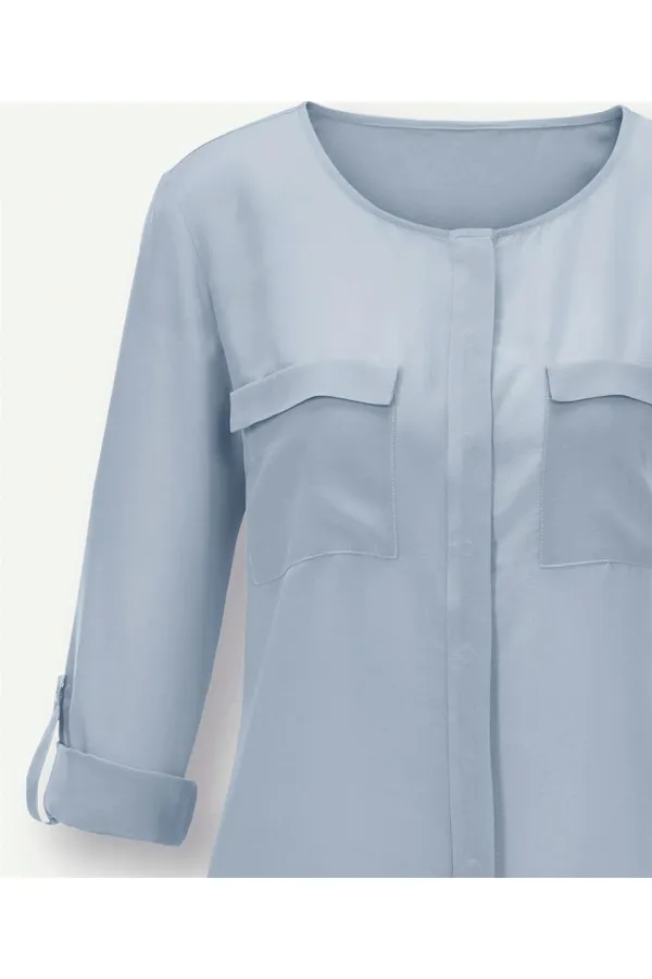 Chemise en pure soie - Bleue