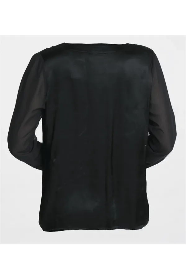 Saten Bluz - Siyah