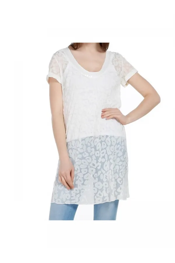 İpek Leopar Desenli Plaj Elbise - Krem