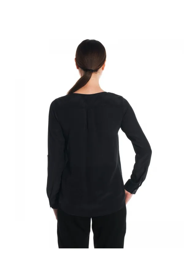 Saf İpek Gömlek - Siyah