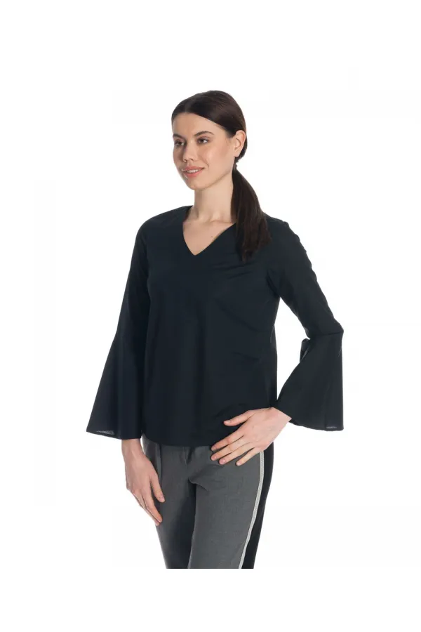 Kolları Volan Bluz - Siyah