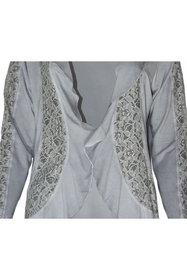 Dantelli Hırka - Gri