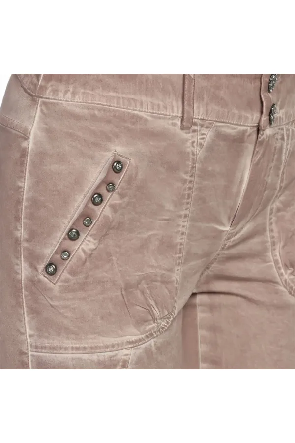 Yağlı Boya Taşlı Pantolon - Gül Kurusu