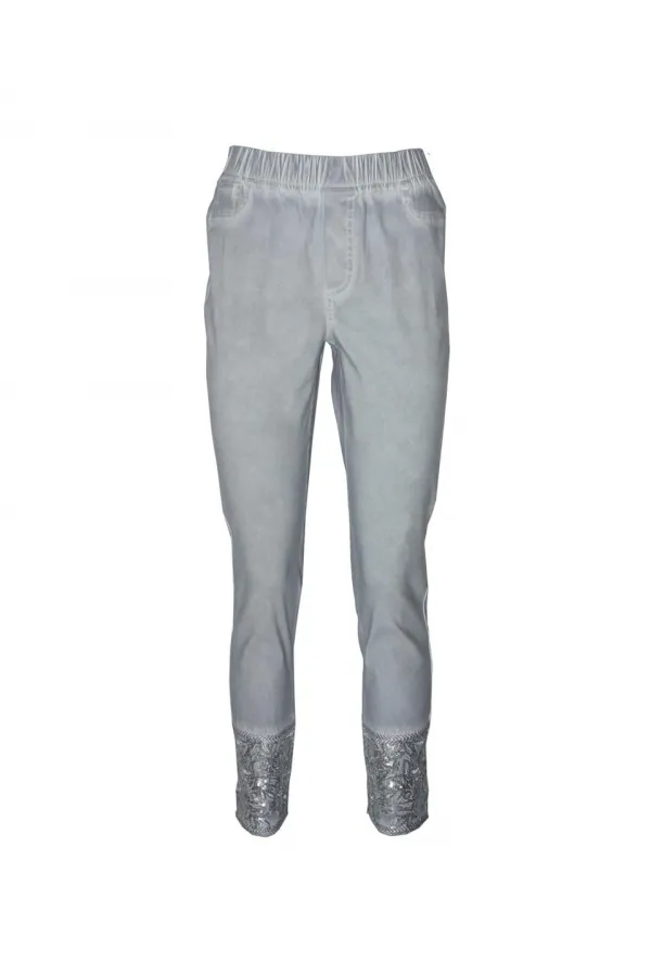 Payetli Pantolon - Gri