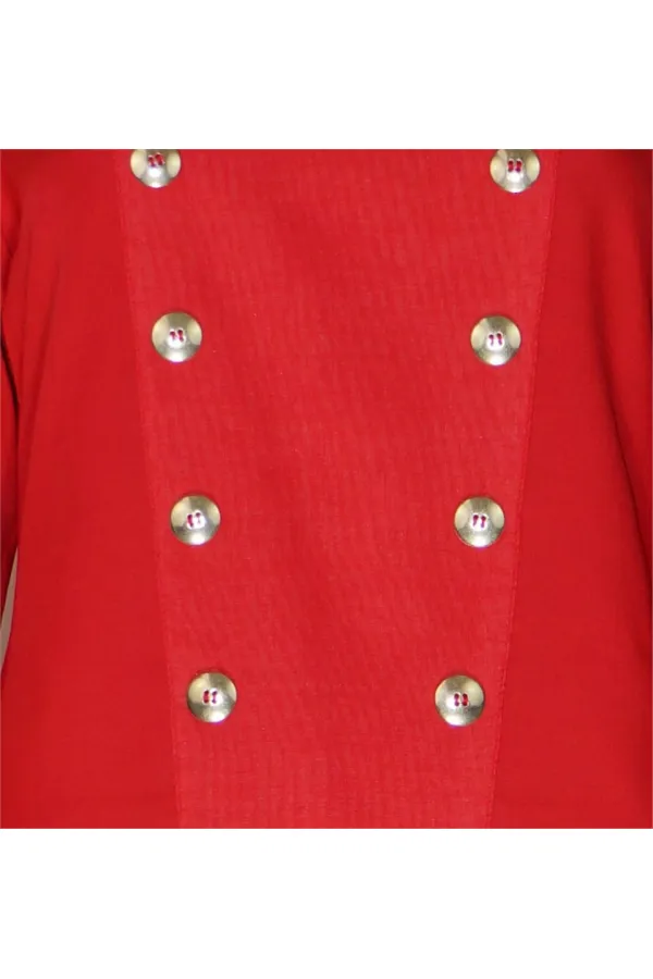 Düğme Detaylı Bluz - Kırmızı