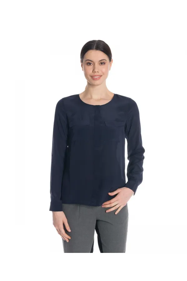 Chemise en pure soie - Bleu marine