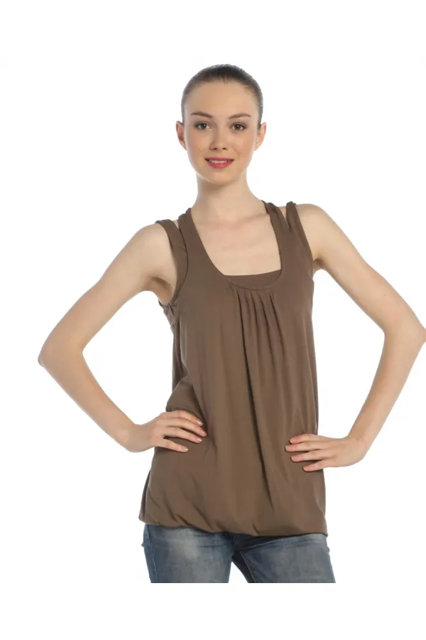 Kolsuz Tişört - Vizon