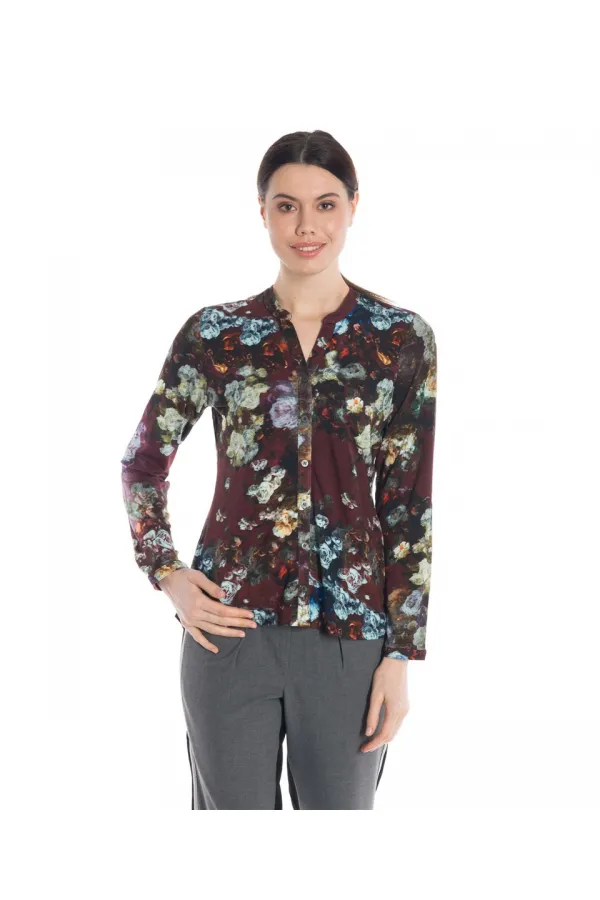 Chemise à imprimé floral - Bordeaux