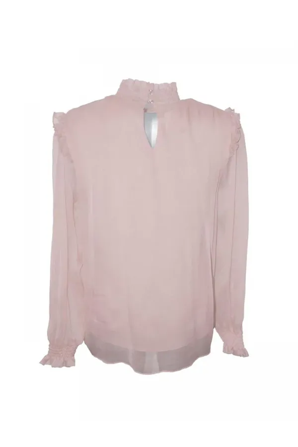 İpek Büzgülü Bluz - Pudra