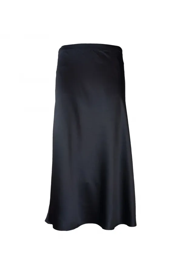 Saten Uzun Etek - Siyah