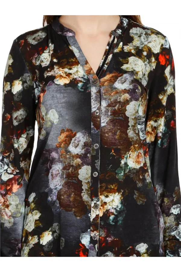 Chemise à imprimé floral - Bleu marine