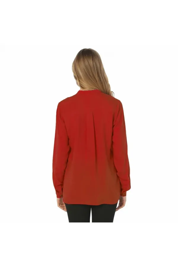 Düğme Detaylı Bluz - Kırmızı