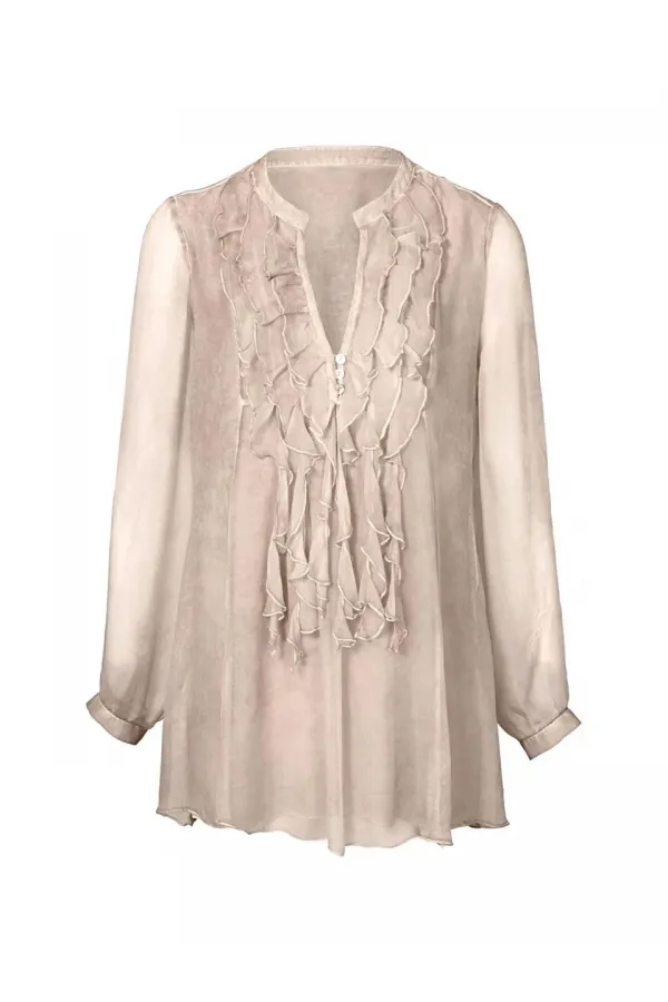 İpek Şifon Bluz - Kum