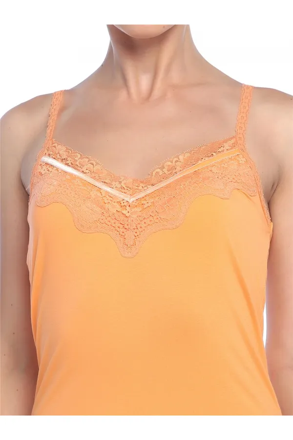 Askılı Dantel Atlet-Tişört - Kayısı