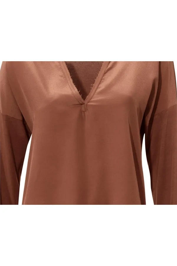 İpek Bluz - Camel