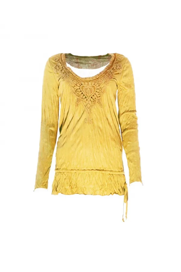 Dantelli Bluz - Sarı