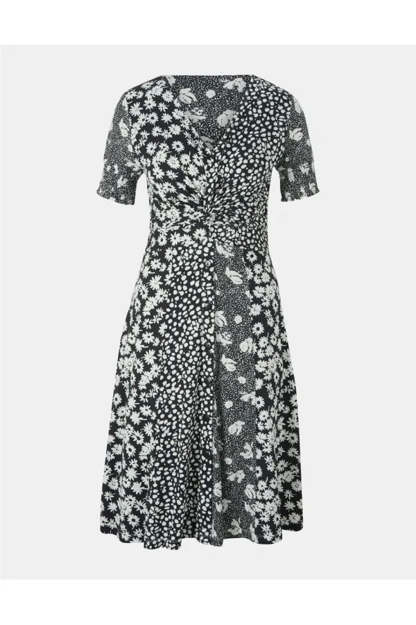 Baskılı Elbise - Siyah