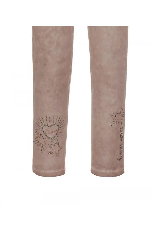 Taşlı Slim Fit Pantolon - Vizon