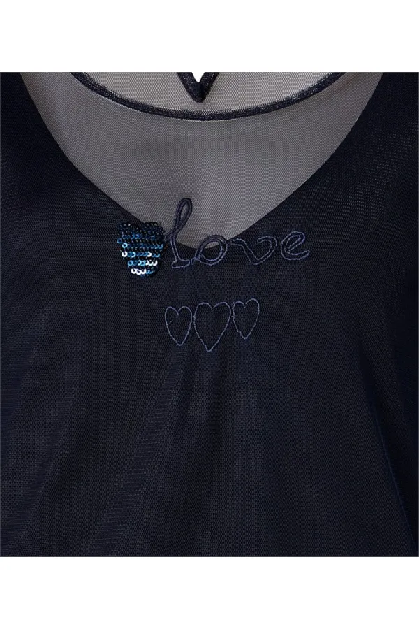 Kolsuz İşlemli Bluz - Lacivert