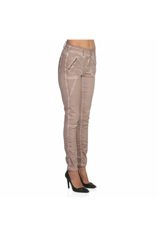 Yağlı Boya Taşlı Pantolon - Gül Kurusu