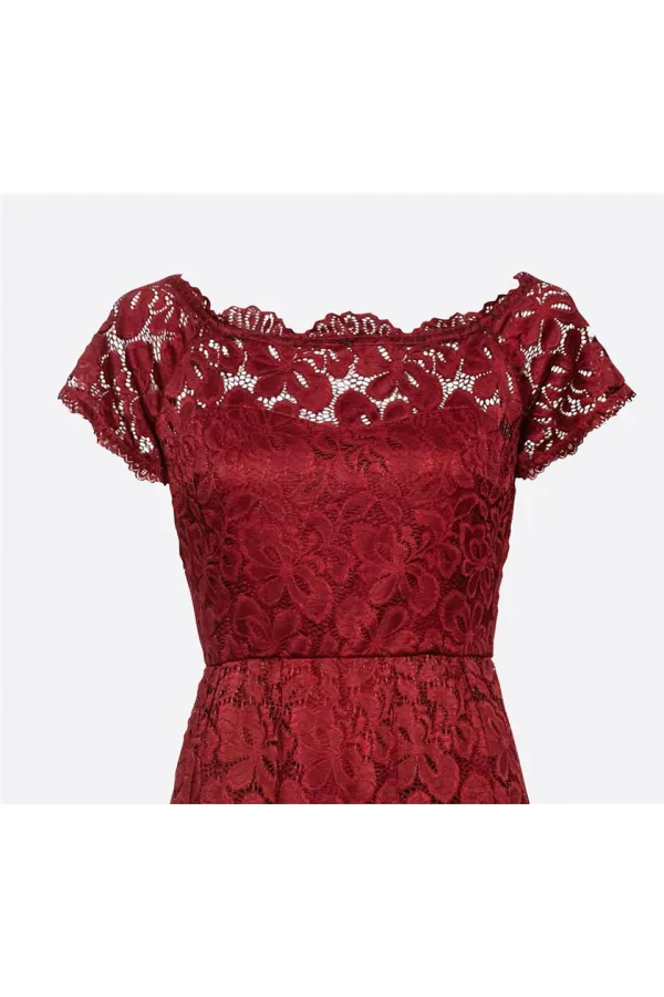 Dantelli Elbise - Kırmızı