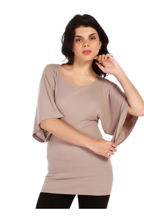 Kimono Tişört - Vizon