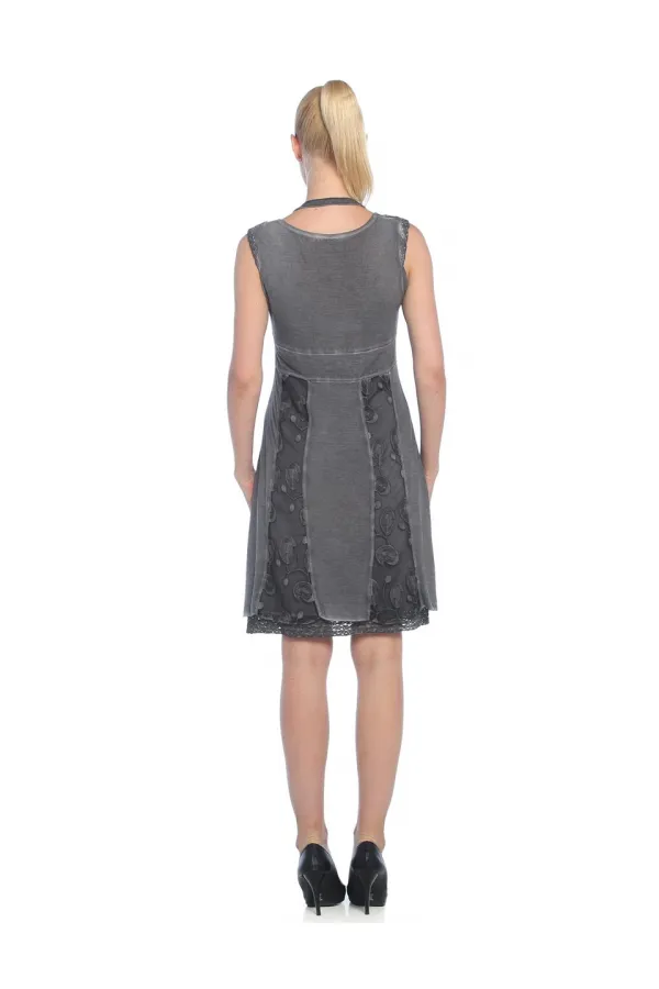 Vintage Dantelli Elbise - Vizon