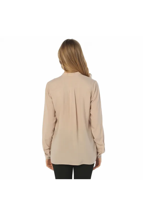 Düğme Bluz - Pudra