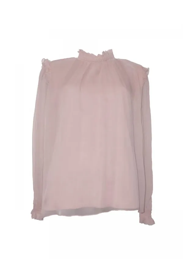 İpek Büzgülü Bluz - Pudra