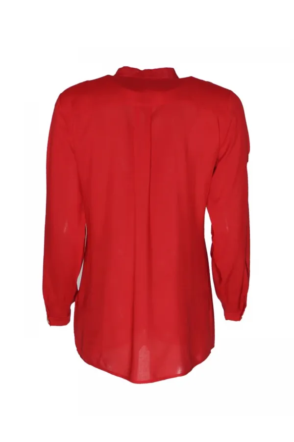Düğme Detaylı Bluz - Kırmızı