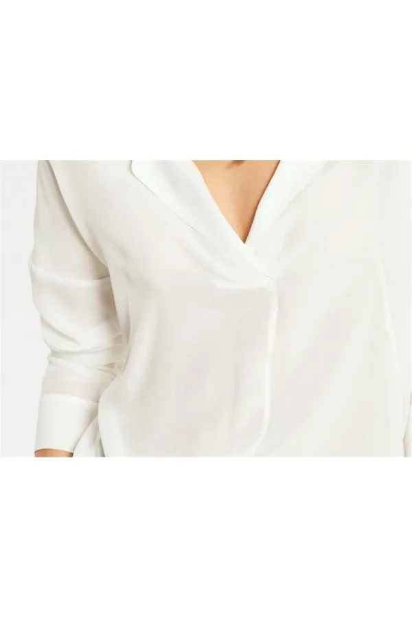 Saf İpek Bluz - Ekru