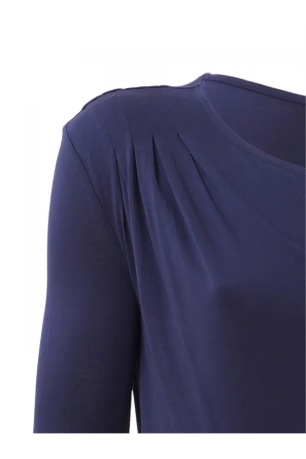 Geniş Yaka Bluz - Lacivert