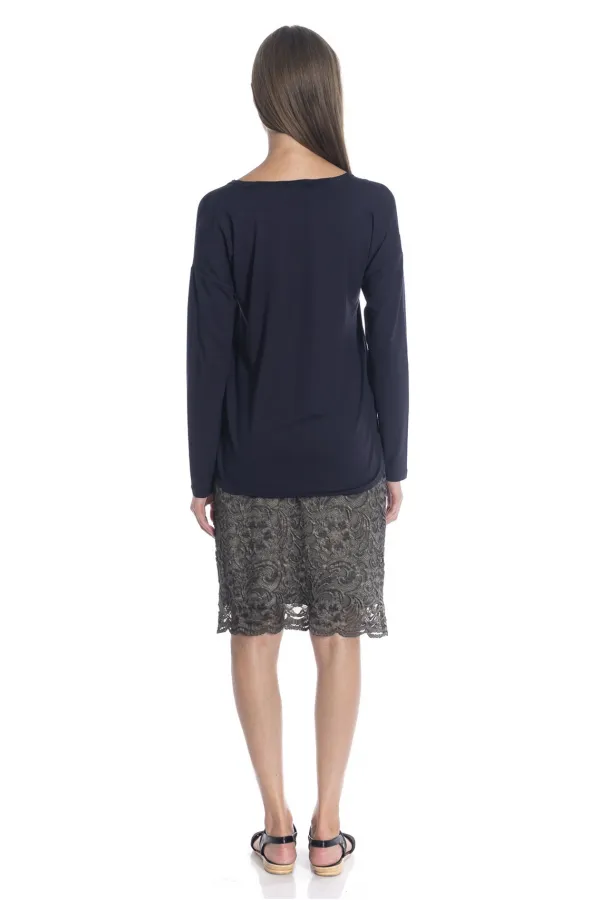 İpek Bluz - Lacivert