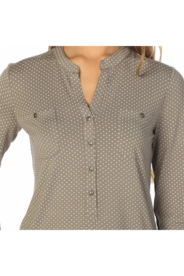 Puantiyeli Bluz - Vizon