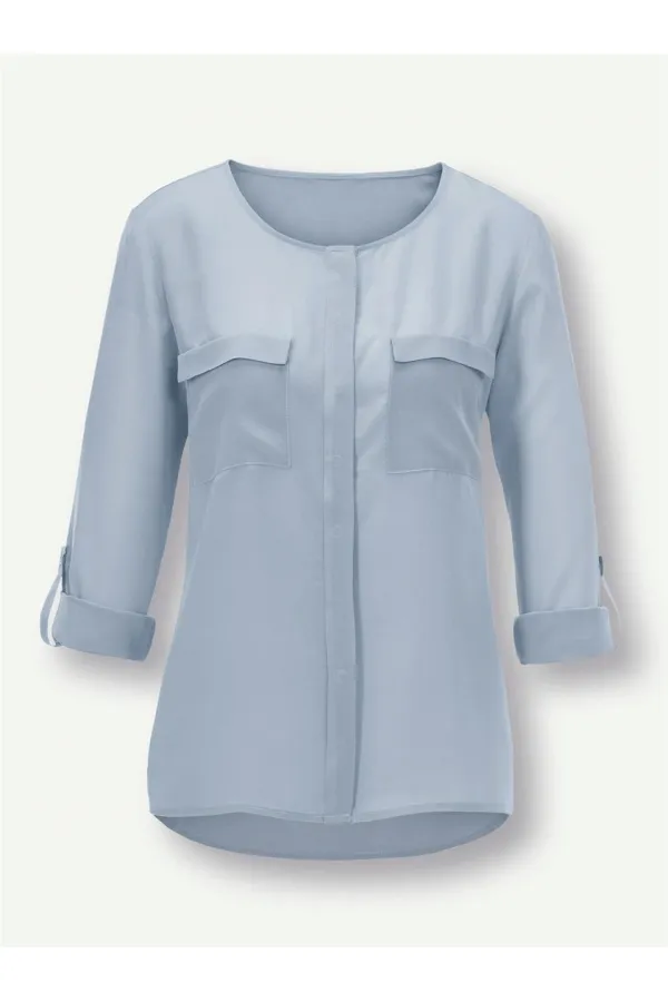 Chemise en pure soie - Bleue