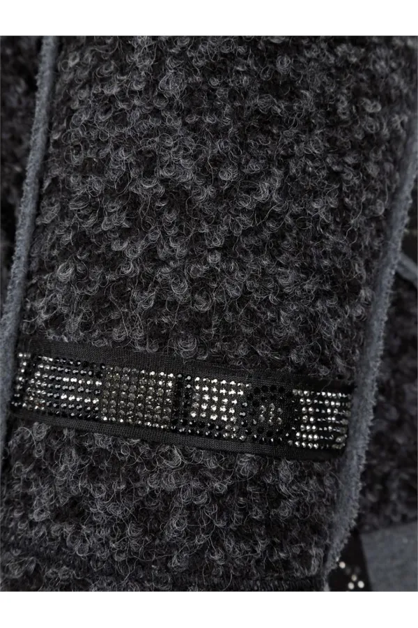 Veste longue en laine à capuche - Anthracite